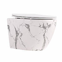 Унітаз підвісний Robin Ultra Quiet 490×365×325 мм, Marble, з сидінням Slim Duroplast / Soft-close / Quick Release QT13332381АSMR