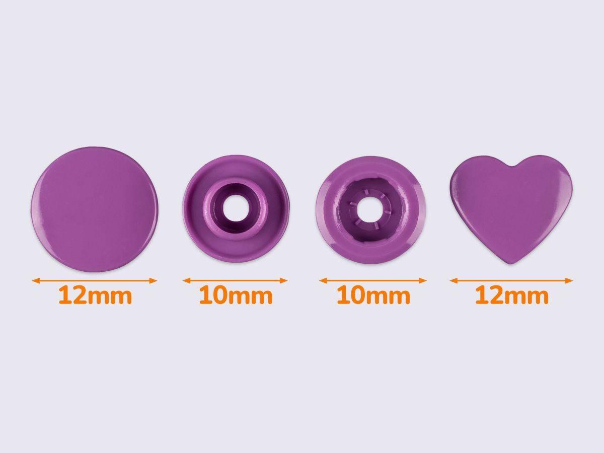 Кнопки пластикові KAM - СЕРЦЕ фіолетові B41 (1000 шт), фото 1