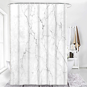 Шторка для ванної та душу з кільцями 180x180 см водостійка, шторка для ванної кімнати з гачками, колір білий граніт