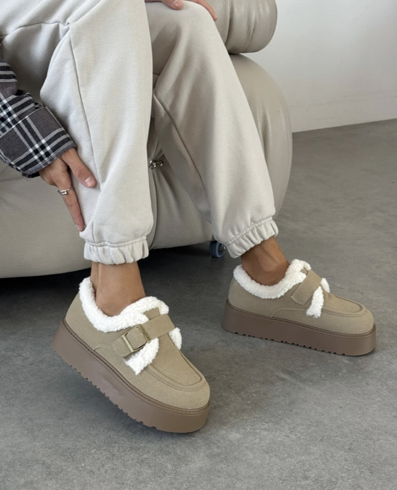 Ботинки на платформе с ремешком женские Loretta Бежевый (N105 beige (36 (23 см)), фото 1