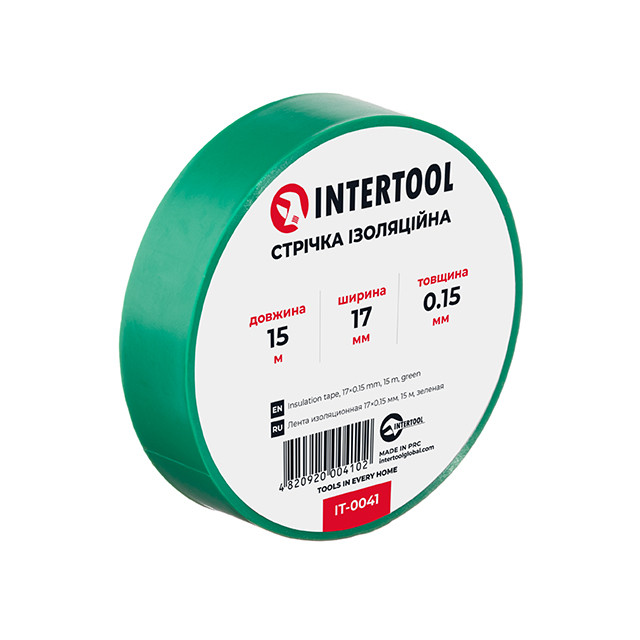 Стрічка ізоляційна 0.15мм*17мм*15м зелена INTERTOOL IT-0041, фото 1