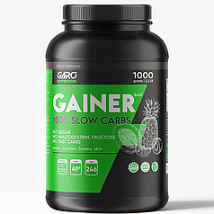 Гейнер 1 кг для набору маси та ваги худим на повільних вуглеводах без мальти Канада мультифрукт