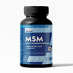 MSM (метилсульфонілметан) 1750 мг з гіалуроновою кислотою - джерело органічної сірки для суглобів