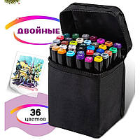 Маркери в чорній сумці, Набір двосторонніх маркерів sketch, Набір маркерів для створення скетчів IP-89