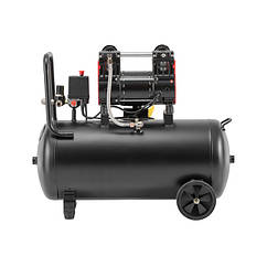 Компресор 50 л, 1.5 кВт, 220 В, 8 aтм, 200 л/хв, 1400 об/хв, безмасляний, 2 циліндра INTERTOOL PT-0034