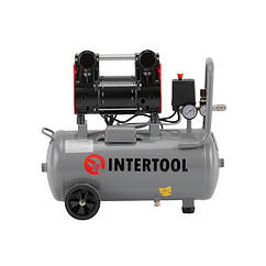 Компресор 24 л, 1.5 кВт, 220 В, 8 aтм, 200 л/хв, 1400 об/хв, безмасляний, 2 циліндра INTERTOOL PT-0032