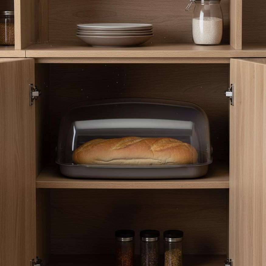 Пластикова хлібниця з відкидною кришкою 36 см Капучино