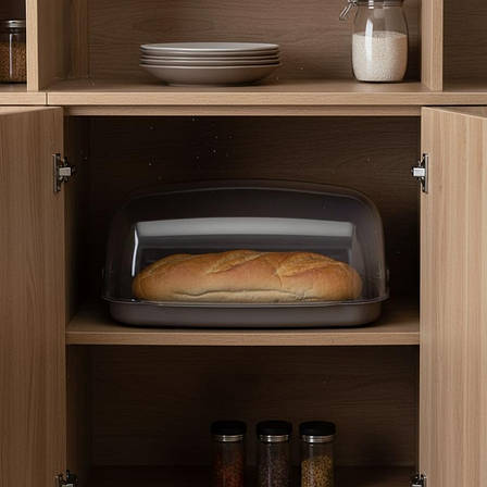 Пластикова хлібниця з відкидною кришкою 36 см Капучино, фото 1