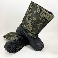 Чоботи робочі чоловічі пвх олива 43р 28см, Взуття для роботи на дачі, Черевики робочі, Хутряні бурки NW-66