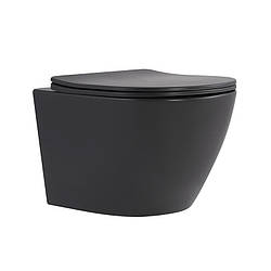Унітаз підвісний Robin Ultra Quiet 490×365×325 мм, Anthracite, із сидінням Slim Duroplast/Soft-close/Quick Release