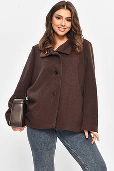 Пальто жіноче демісезонне темно-коричневого кольору р.4 207867M