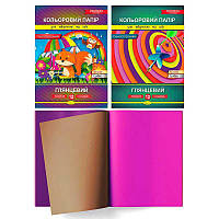 Кольоровий папір"Глянцевий" А4 12 аркушів  АП-1204 (50) "Апельсин"