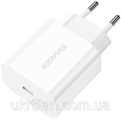 Оригінал! Зарядний пристрій Essager USB-C PD20W white (ECTC-FJB02-P) - Вища Якість!, фото 1