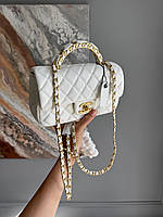 Chanel Classic Flap Top Handle Caviar White with Gold 20х12