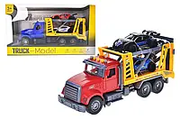 Іграшковий автопричіп-автовоз інерційний з 2 машинами, музика, світло, пластик, в асортименті ST29-12/ST29-13