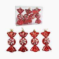 Новорічні прикраси C 67182 (120) 4 штуки, цукерка, висота - 13 см, у слюді