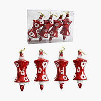 Новорічні прикраси C 67187 (120) 4 штуки, фігурна іграшка, висота - 12,5 см, у слюді