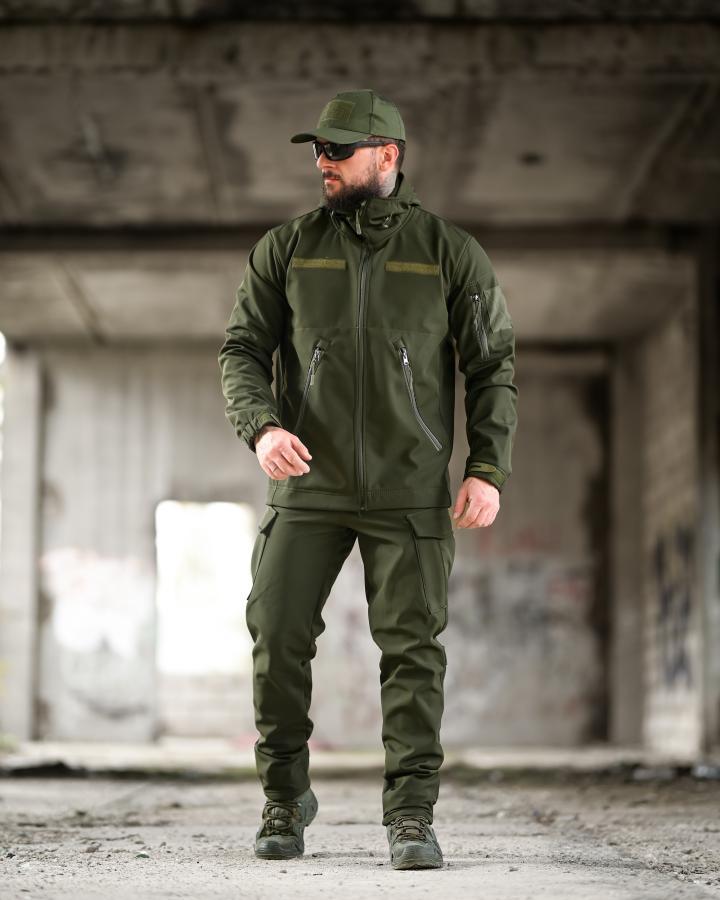 Польовий костюм Softshell DEMENTIOZ олива з водо- та вітрозахисними властивостями ВТ6843 ТМ, фото 1