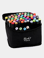 Набір двосторонніх маркерів 60 кольорів фломастерів для скетчингу та малювання Touch в сумочці