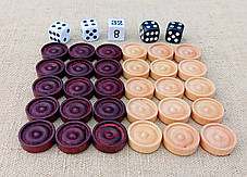 Фішки дерев'яні для нард, d 24 мм + гральні кубики, фото 2