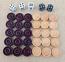 Фішки дерев'яні для нард, d 24 мм + гральні кубики, фото 3