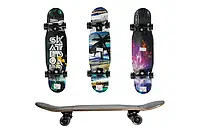 Скейтборд GSK-0019 дерев'яна дека, PU світловідбиваючі колеса, в асортименті 79x20x9 см