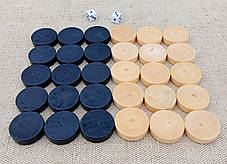 Фішки для нард із дерева, d 23.6 мм + гральні кубики, фото 2