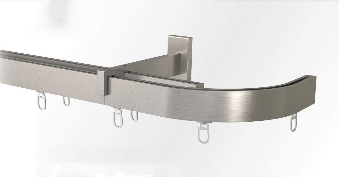 Карниз (штора+тюль) з вигином подвійний настінний Скарлайн Сталь, фото 1