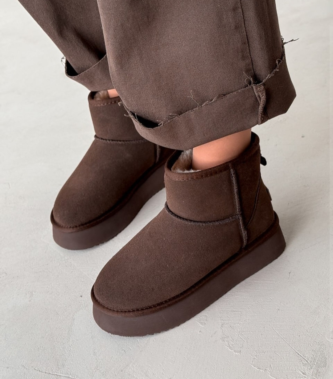 Уггі жіночі замшеві зимові коричневі, фото 1