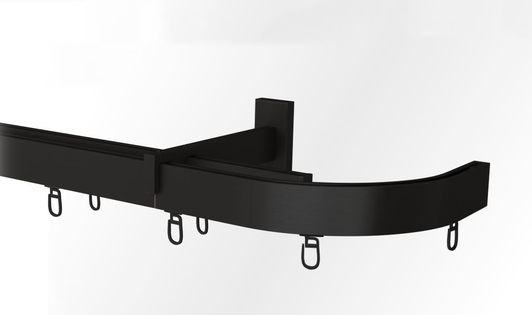 Карниз (штора+тюль) з вигином подвійний настінний Скарлайн Чорний, фото 1