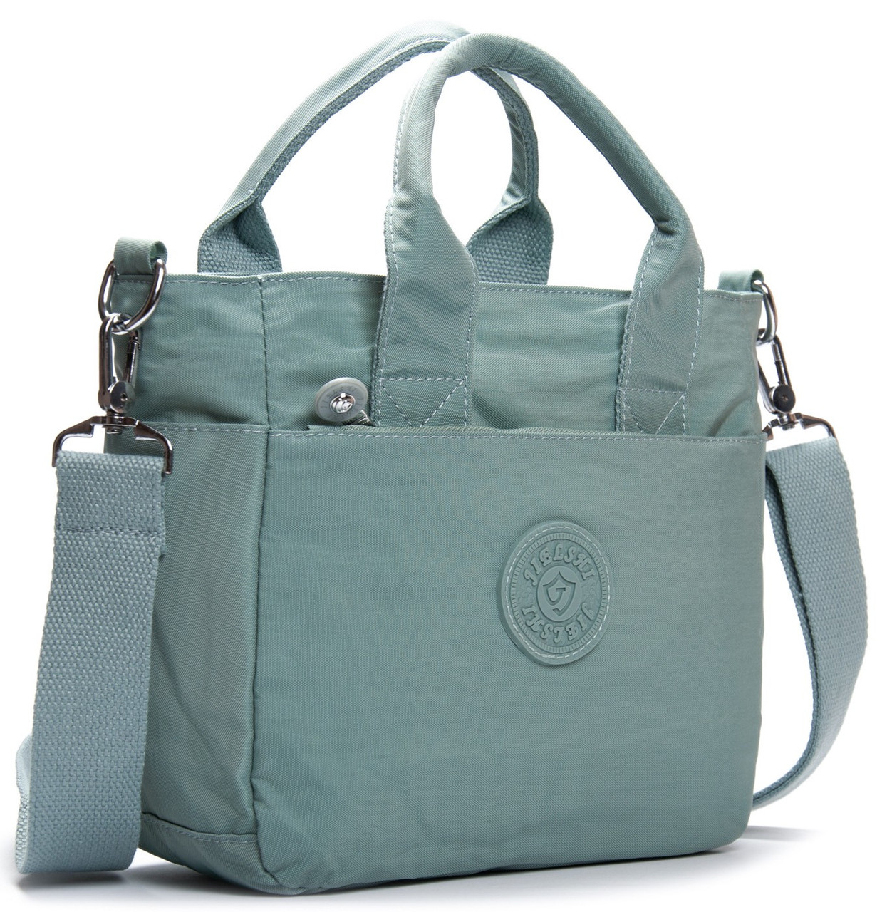 Сумка маленкька на плече жіноча зелена тканинна полотняна з одним відділом на блискавці з двома ручками Jielshi V9006