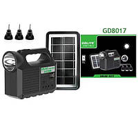 Ліхтар PowerBank портативний GD 8017 MKII із сонячною панеллю та 3 лампами
