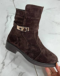 Черевики зимові жіночі замшеві класичні коричневі