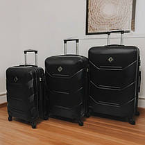 Набір пластикових валіз на колесах Bonro 2019 3 штуки чорний з висувною ручкою і кодовим замком, фото 2