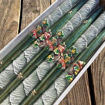 Свічки декоративні новорічні зелена 30 см