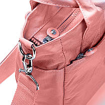 Сумка маленька на плече жіноча рожева тканинна полотняна з одним відділом на блискавці з двома ручками Jielshi V9006, фото 3