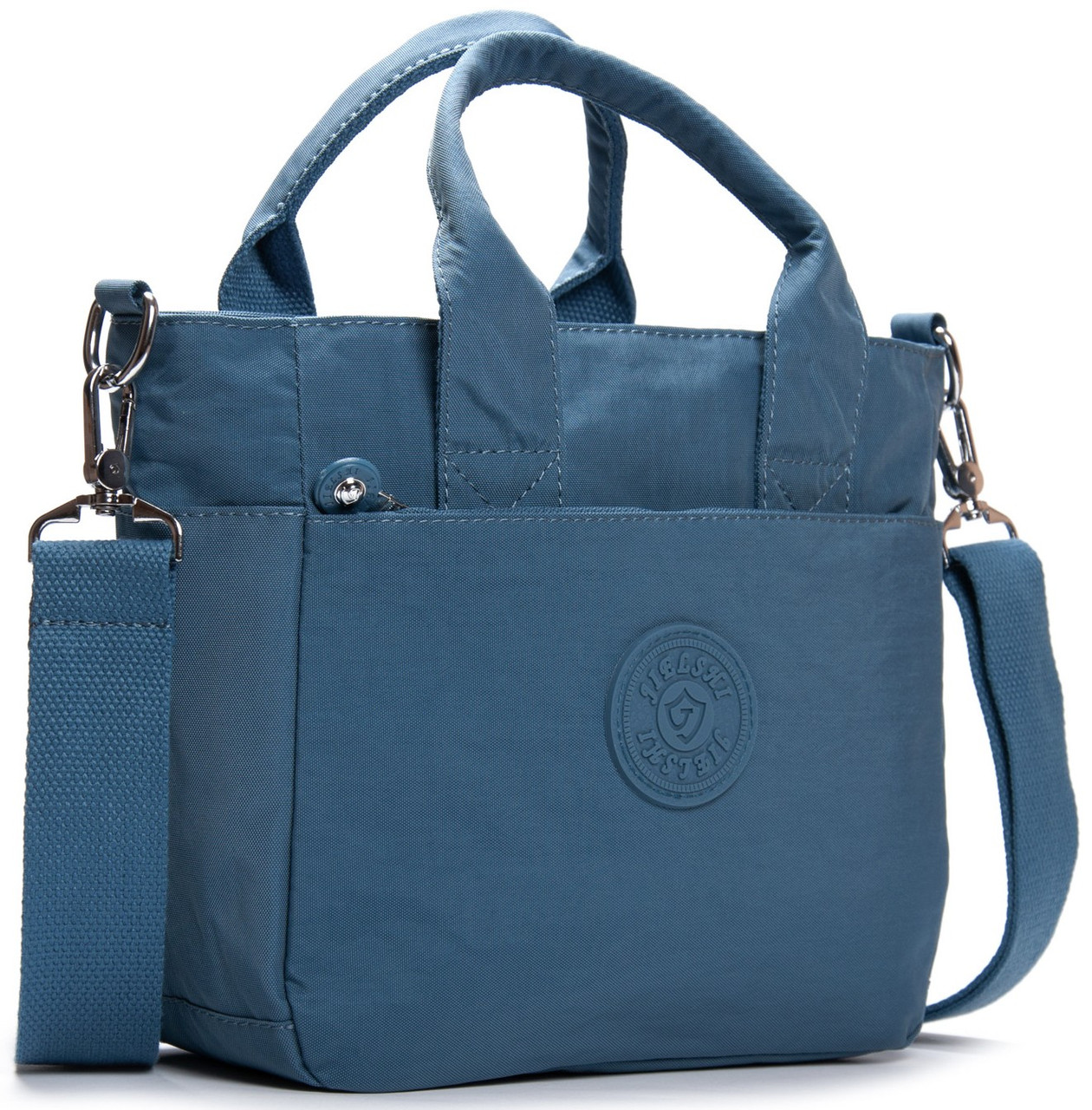 Сумка на плече жіноча синя маленька тканинна полотняна з одним відділом на блискавці з двома ручками Jielshi V9006