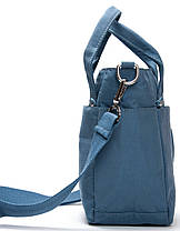 Сумка на плече жіноча синя маленька тканинна полотняна з одним відділом на блискавці з двома ручками Jielshi V9006, фото 3