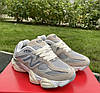 Кросівки термо жіночі Нью Беланс шкіра + текстиль бежеві з сірим, фото 3