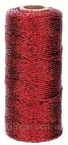 Мотузка металік для пакування червона, 100 м, фото 1