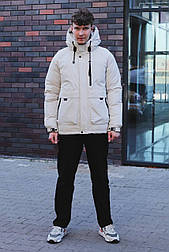 Модна чоловіча куртка на зиму у білому кольорі