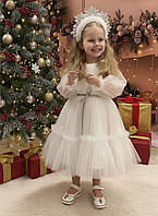 Сукня біла пишна фатінова для дівчинки "Сніжинка"   (104-146р)