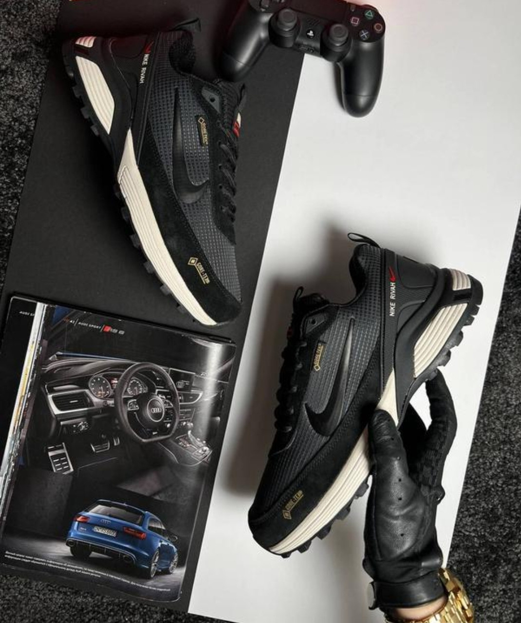 Чоловічі зимові термо кросівки чорні з сірим, фото 1