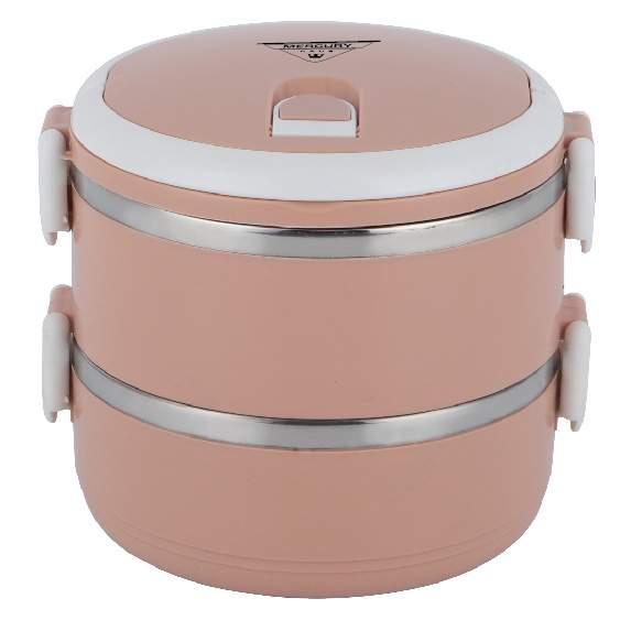 Ланчбокс двосекційний Empire 3515 Граф, 2 x 0.7 л, рожевий, фото 1