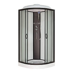 Душовий бокс Vivia 61 JK BP W 90х90х215 низький піддон, білі задні стінки пердні fabric, чорний профіль без елктроніки