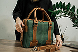 Шкіряні сумки ручноі роботи,чоловіча шкіряна сумка,чоловіча сумка для документів зелена, фото 3