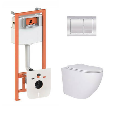 Готове рішення Qtap для ванної кімнати: підвісний унітаз Robin 520x365x365 + комплект інсталяції Nest 4 в 1 (квадратна клавіша, фото 1