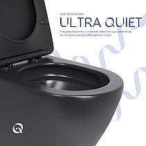 Унітаз підвісний Qtap Robin New Ultra Quiet безобідковий з сидінням Soft-close MATT BLACK QT13332381АSMB, фото 5