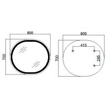 Дзеркало Qtap Gemini 800х700 з LED-підсвічуванням Touch, з антизапотіванням, з димером, рег. темп. кольору (3000-6500K) Reverse, фото 2