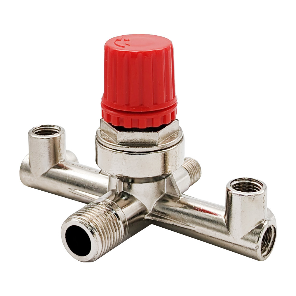 Контрольно-розподільний блок компресора (редуктор з регулятором тиску) зовнішнє різьблення 1/4 та 1/2, внутрішнє різьблення 1/8, фото 1